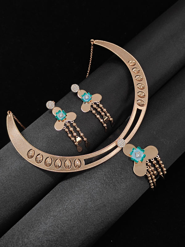 Floral Charm 925 Silver Necklace Set